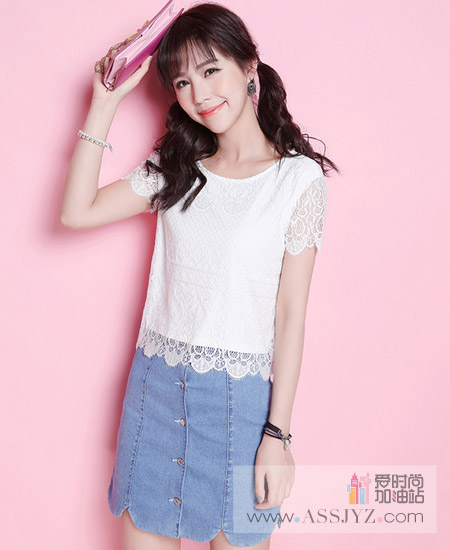 CANDIES短袖蕾丝衫