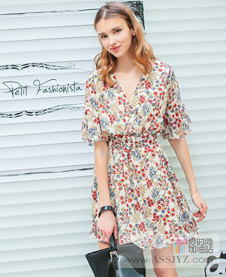 Lisa．Lisa/丽莎五分袖中长裙连衣裙