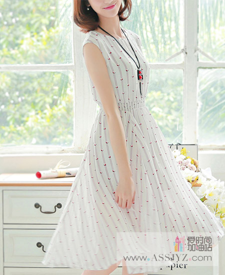 百达依莉无袖中长裙连衣裙
