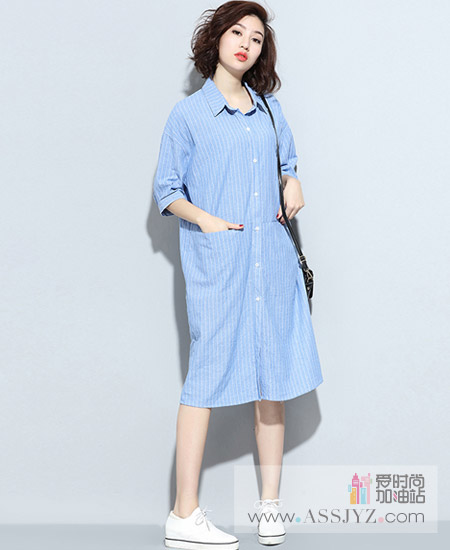 谷图五分袖衬衫裙