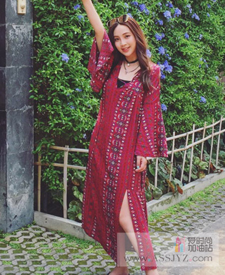 丝静长袖长裙连衣裙