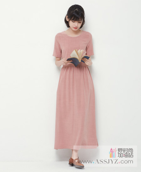 禧安棉麻连衣裙