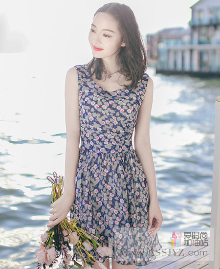 西子美丽心情无袖连衣裙