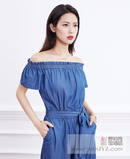 范思蓝恩露肩连体裤